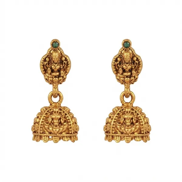 The99jewel_Antique_Gold_Plated_Temple_Jhumki_Earrings_Green