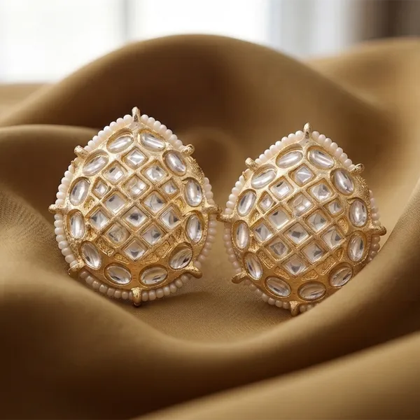 The99jewel_Gold_Plated_Kundan_Stud_Earrings_Gold