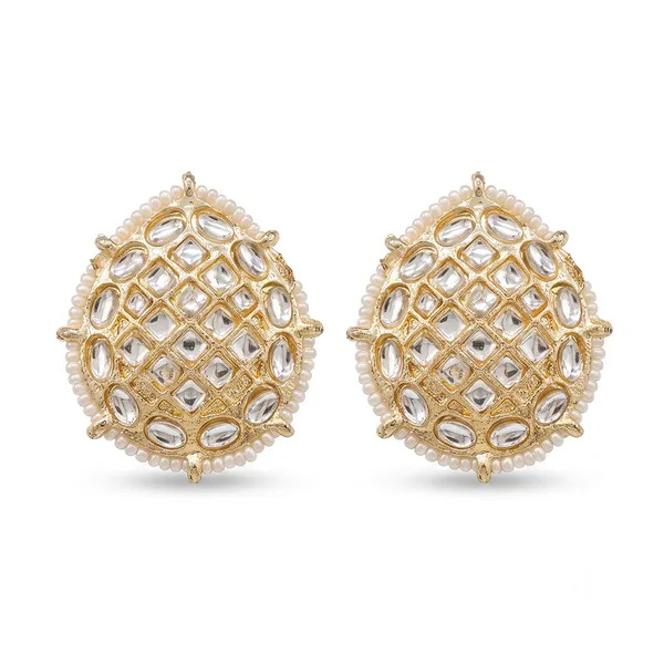 The99jewel_Gold_Plated_Kundan_Stud_Earrings_Gold