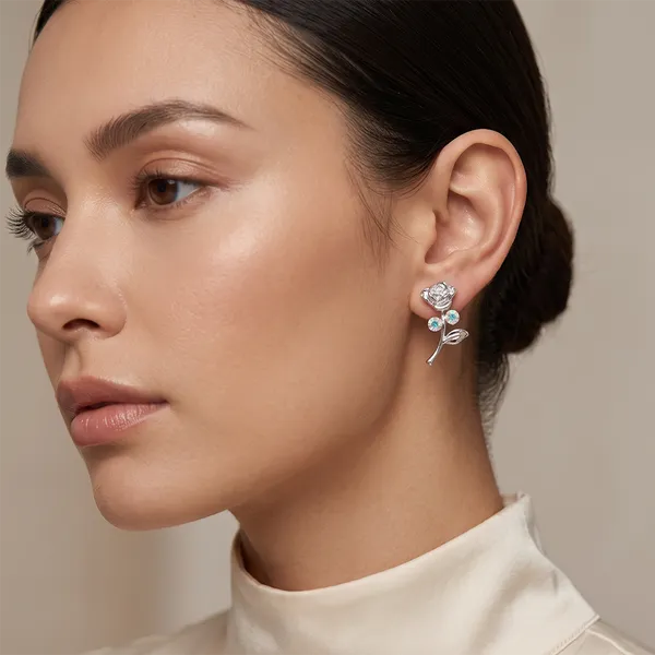The99jewel_Silver_Plated_Rose_Design_Stud_Earrings_White