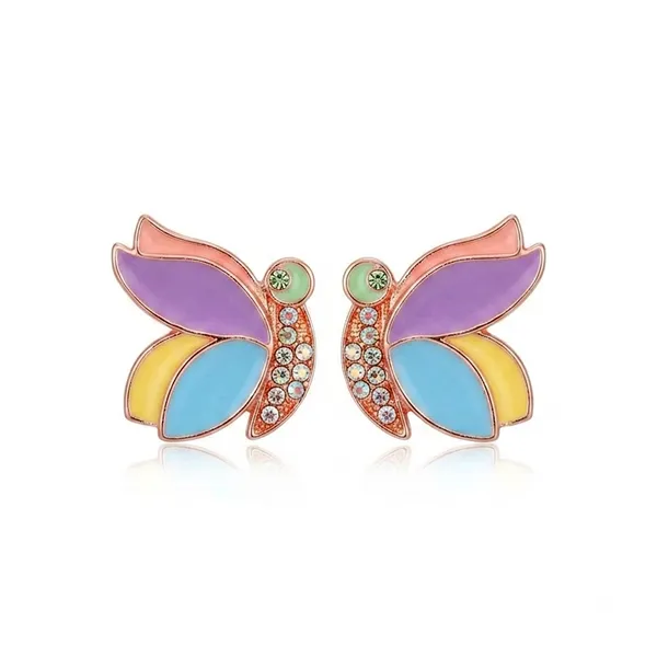 The99jewel_Rose_Gold_Plated_Butterfly_Enamel_Stud_Earrings_Multi