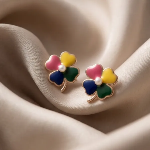 The99jewel_Rose_Gold_Plated_Floral_Enamel_Stud_Earrings_Multi