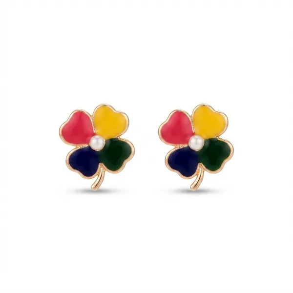 The99jewel_Rose_Gold_Plated_Floral_Enamel_Stud_Earrings_Multi