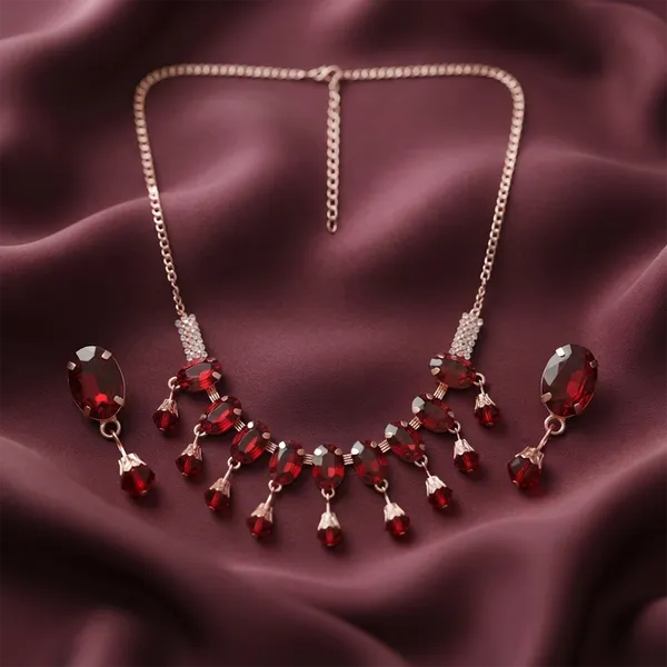 The99jewel_Exclusive_Rose_Gold_Plated_Crystal_Stone_Celebration_Necklace_Set_Red
