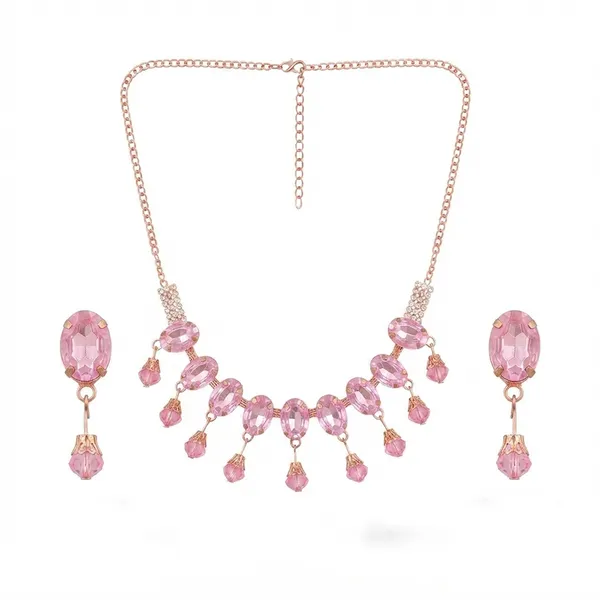 The99jewel_Exclusive_Rose_Gold_Plated_Crystal_Stone_Celebration_Necklace_Set_Pink