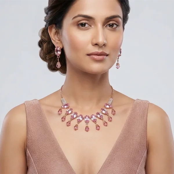 The99jewel_Exclusive_Rose_Gold_Plated_Crystal_Stone_Celebration_Necklace_Set_Pink