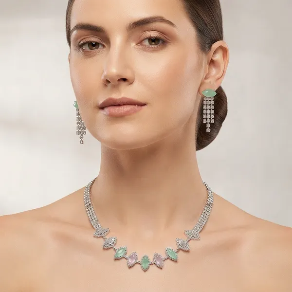 The99jewel_Elegant_Silver_Plated_Crystal_Stone_Necklace_Set_For_Women_Multi