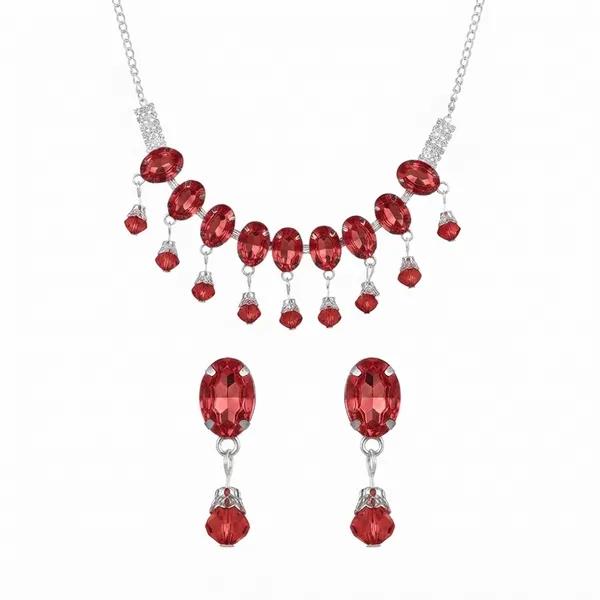 The99jewel_Elegant_Silver_Plated_Crystal_Stone_Necklace_Set_For_Women_Red