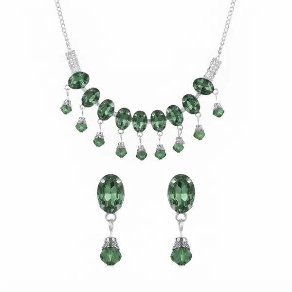 The99jewel_Elegant_Silver_Plated_Crystal_Stone_Necklace_Set_For_Women_Green