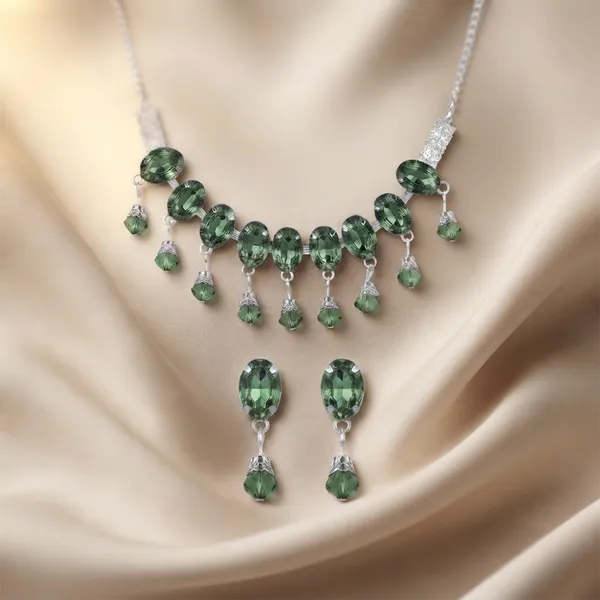 The99jewel_Elegant_Silver_Plated_Crystal_Stone_Necklace_Set_For_Women_Green