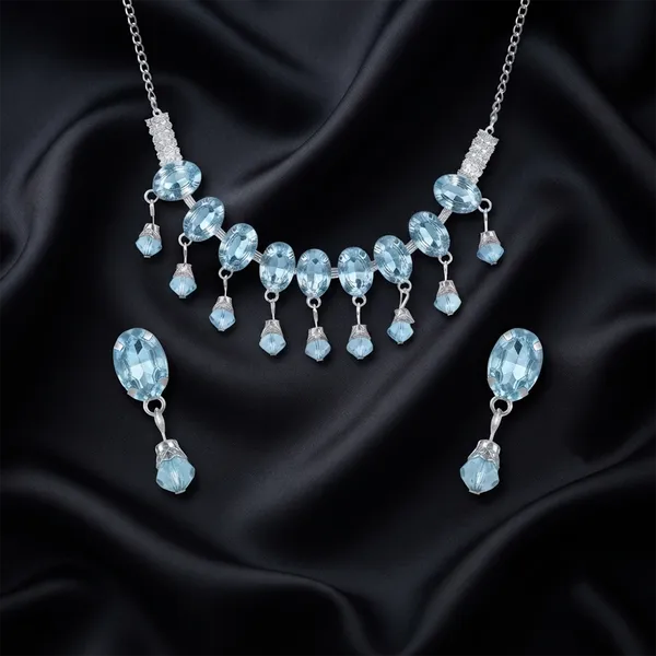 The99jewel_Elegant_Silver_Plated_Crystal_Stone_Necklace_Set_For_Women_Light_Blue