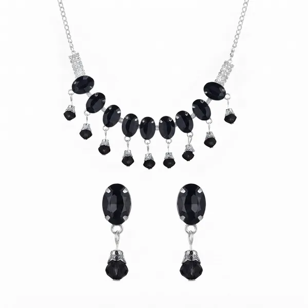 The99jewel_Elegant_Silver_Plated_Crystal_Stone_Necklace_Set_For_Women_Black