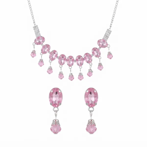 The99jewel_Elegant_Silver_Plated_Crystal_Stone_Necklace_Set_For_Women_Light_Pink