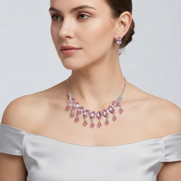 The99jewel_Elegant_Silver_Plated_Crystal_Stone_Necklace_Set_For_Women_Light_Pink