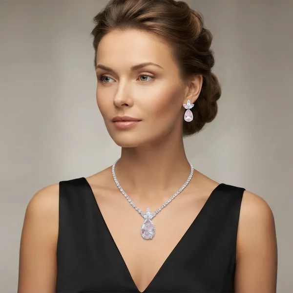 The99jewel_Elegant_Silver_Plated_Crystal_Stone_Necklace_Set_For_Women_Light_Pink