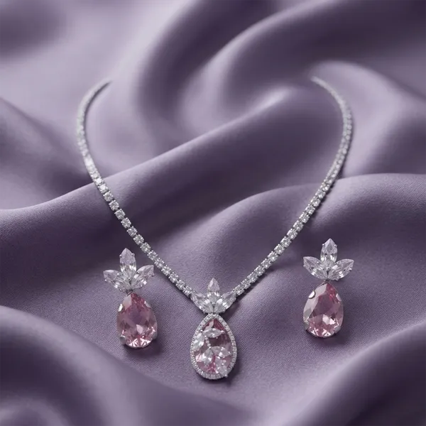 The99jewel_Elegant_Silver_Plated_Crystal_Stone_Necklace_Set_For_Women_Light_Pink