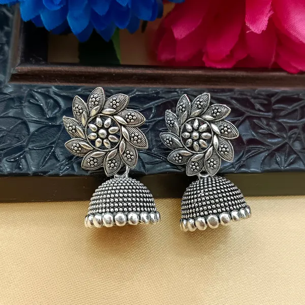 The99jewel_Oxidised_Plated_Floral_Jhumki_Earrings_Oxidised