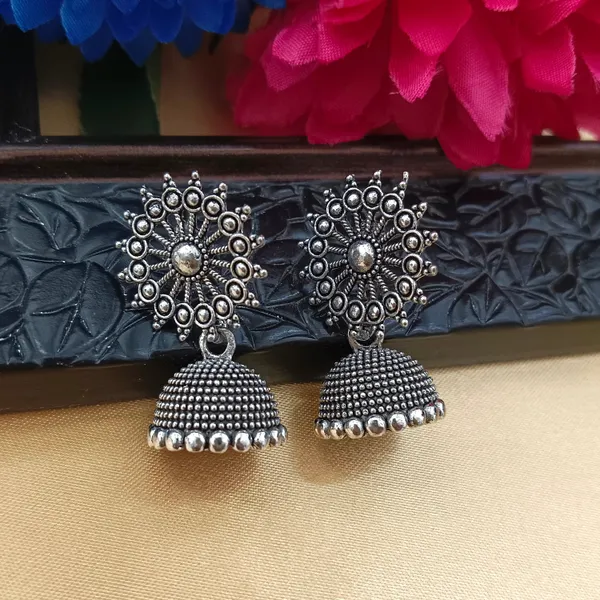 The99jewel_Oxidised_Plated_Chakra_Jhumki_Earrings_Oxidised