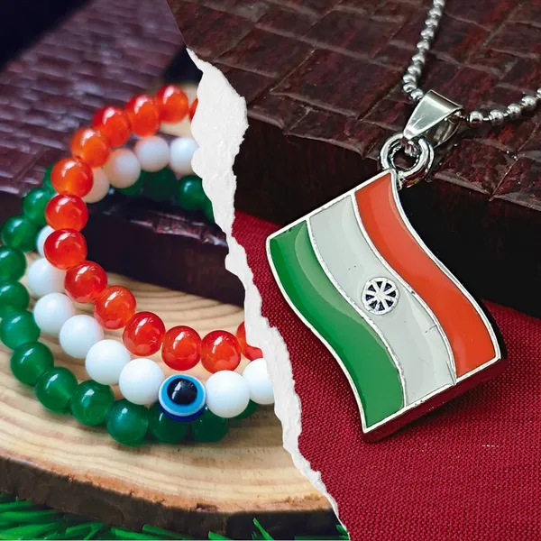Jewelmaze_Tricolor_Tiranga_Indian_Flag_Bracelets_Pendant_Combo_Multi