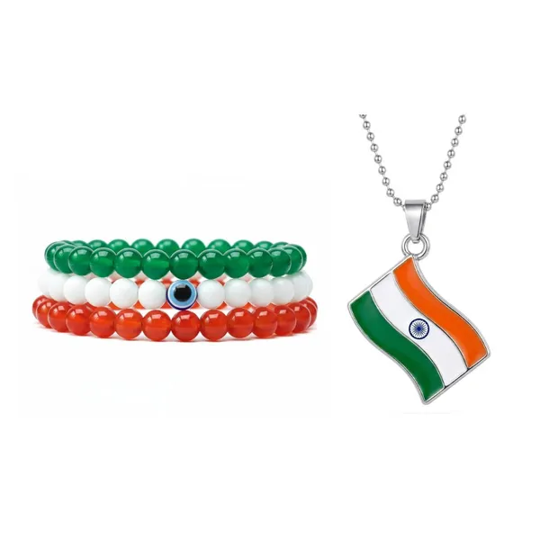 Jewelmaze_Tricolor_Tiranga_Indian_Flag_Bracelets_Pendant_Combo_Multi