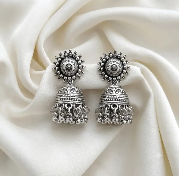 The99jewel_Traditional_Oxidised_Finish_Jhumka_Earrings_Oxidised