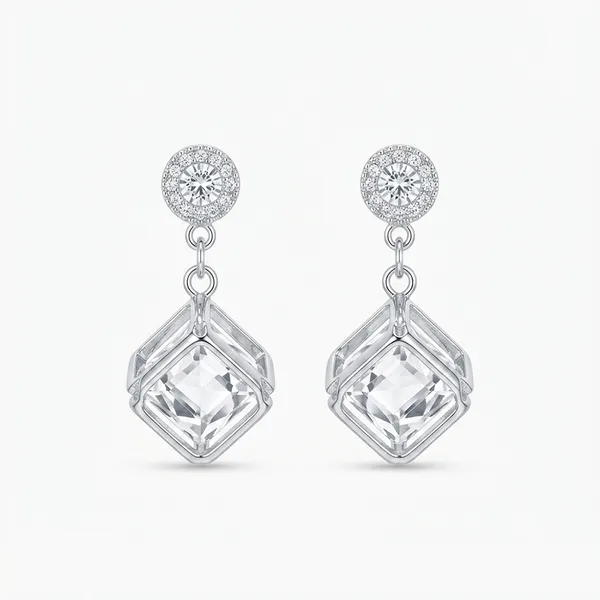 The99jewel_Sparkling_Crystal_Stone_Cubic_Shape_Earrings_Silver