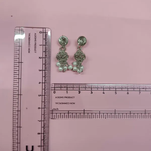 The99jewel_Sparkling_Crystal_Stone_Long_Earrings_With_Pearl_Silver