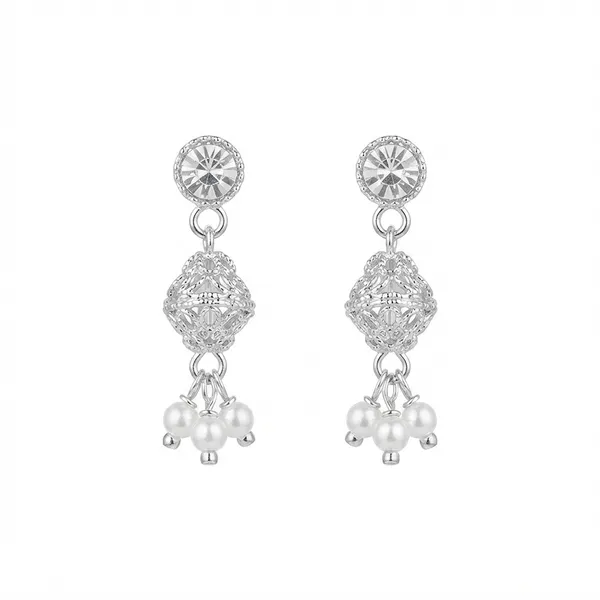 The99jewel_Sparkling_Crystal_Stone_Long_Earrings_With_Pearl_Silver