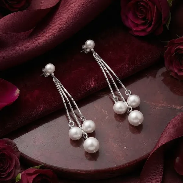 The99jewel_Modern_Dangler_Earrings_With_Pearl_Drop_Silver