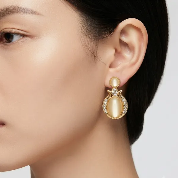 The99jewel_Exclusive_Gold_Plated_Crystal_Stone_Elegant_Earrings_Gold