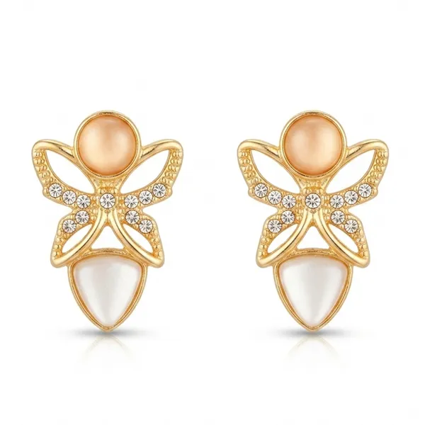 The99jewel_Exclusive_Gold_Plated_Crystal_Stone_Elegant_Earrings_Gold