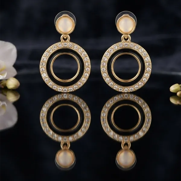 The99jewel_Exclusive_Gold_Plated_Crystal_Stone_Elegant_Earrings_Gold