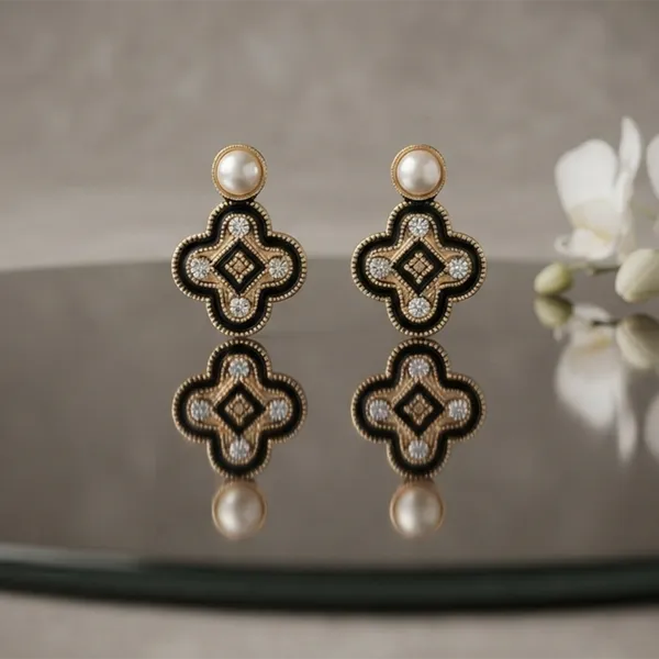 The99jewel_Exclusive_Gold_Plated_Crystal_Stone_Elegant_Earrings_Gold