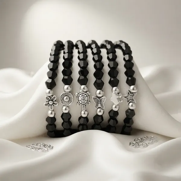 The99jewel_Black_Color_Fashion_Bracelet_Combo_Set_Of_6_For_Women_Black