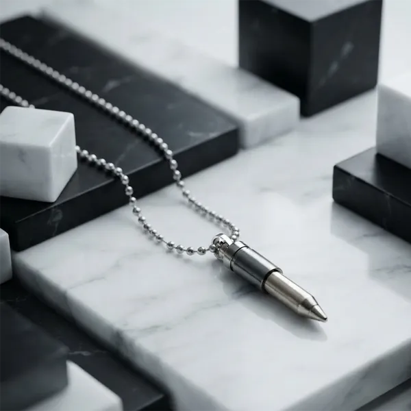 The99jewel_Stylish_Bullet_Shape_Chain_Pendant_For_Men_Grey