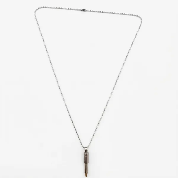 The99jewel_Stylish_Bullet_Shape_Chain_Pendant_For_Men_Grey
