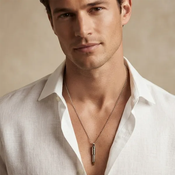 The99jewel_Stylish_Bullet_Shape_Chain_Pendant_For_Men_Grey