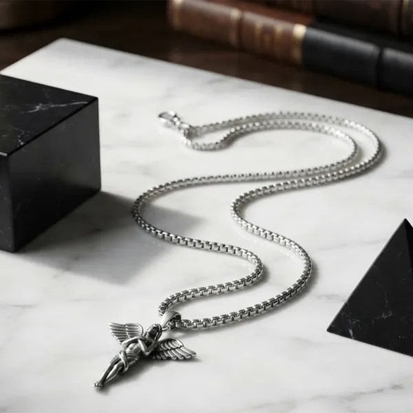 The99jewel_Stylish_Angel_With_Wing_Chain_Pendant_For_Men_Silver