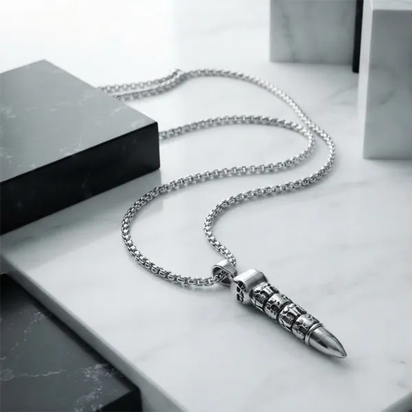 The99jewel_Premium_Silver_Plated_Stainless_Steel_Bullet_Chain_Pendant_For_Men_Silver