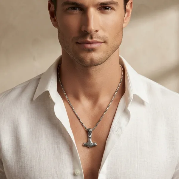 The99jewel_Trendsetter_Thor_S_Hammer_Men_S_Chain_Pendant_Silver