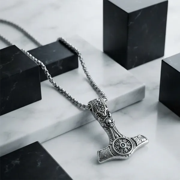 The99jewel_Trendsetter_Thor_S_Hammer_Men_S_Chain_Pendant_Silver