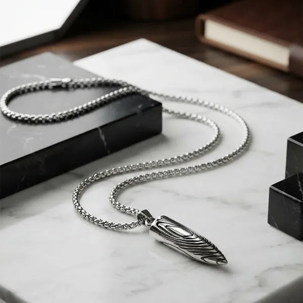 The99jewel_Stylish_Bullet_Shape_Chain_Pendant_For_Men_Silver