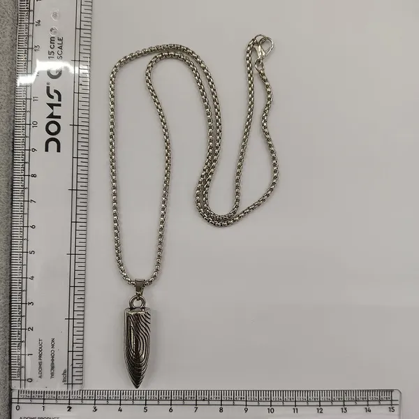 The99jewel_Stylish_Bullet_Shape_Chain_Pendant_For_Men_Silver