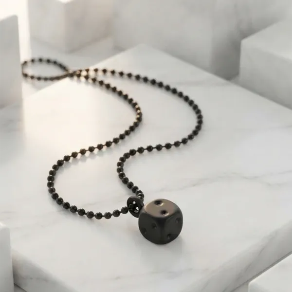 The99jewel_Lucky_Black_Dice_Chain_Pendant_Necklace_For_Men_Black