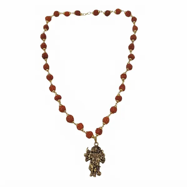 The99jewel_Rudraksha_Beads_With_Panchmukhi_Hanuman_Pendant_For_Men_Brown