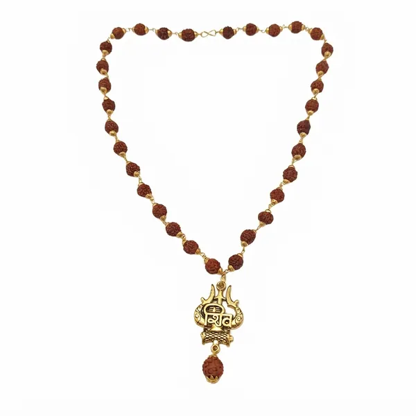 The99jewel_Rudraksha_Beads_With_Trishul_And_Damru_Pendant_For_Men_Brown