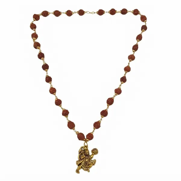 The99jewel_Rudraksha_Beads_With_Hanuman_Pendant_For_Men_Brown