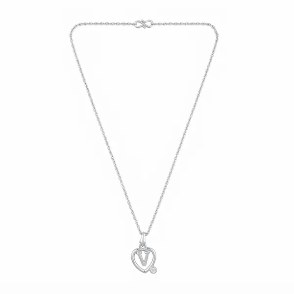 The99jewel_Letter_V_Initial_Chain_Pendant_With_Heart_For_Men_Women_Silver