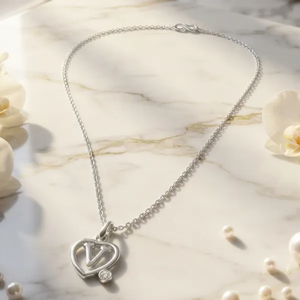 The99jewel_Letter_V_Initial_Chain_Pendant_With_Heart_For_Men_Women_Silver