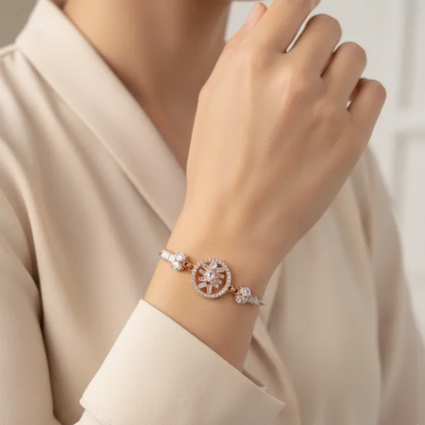 The99jewel_Elegant_Adjustable_American_Diamond_Bracelet_Rose_Gold